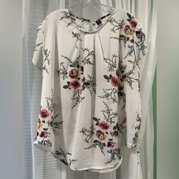 Floral Print Petal sleeve fold Pleated detail Blouse-XXL - Picture 1 of 7